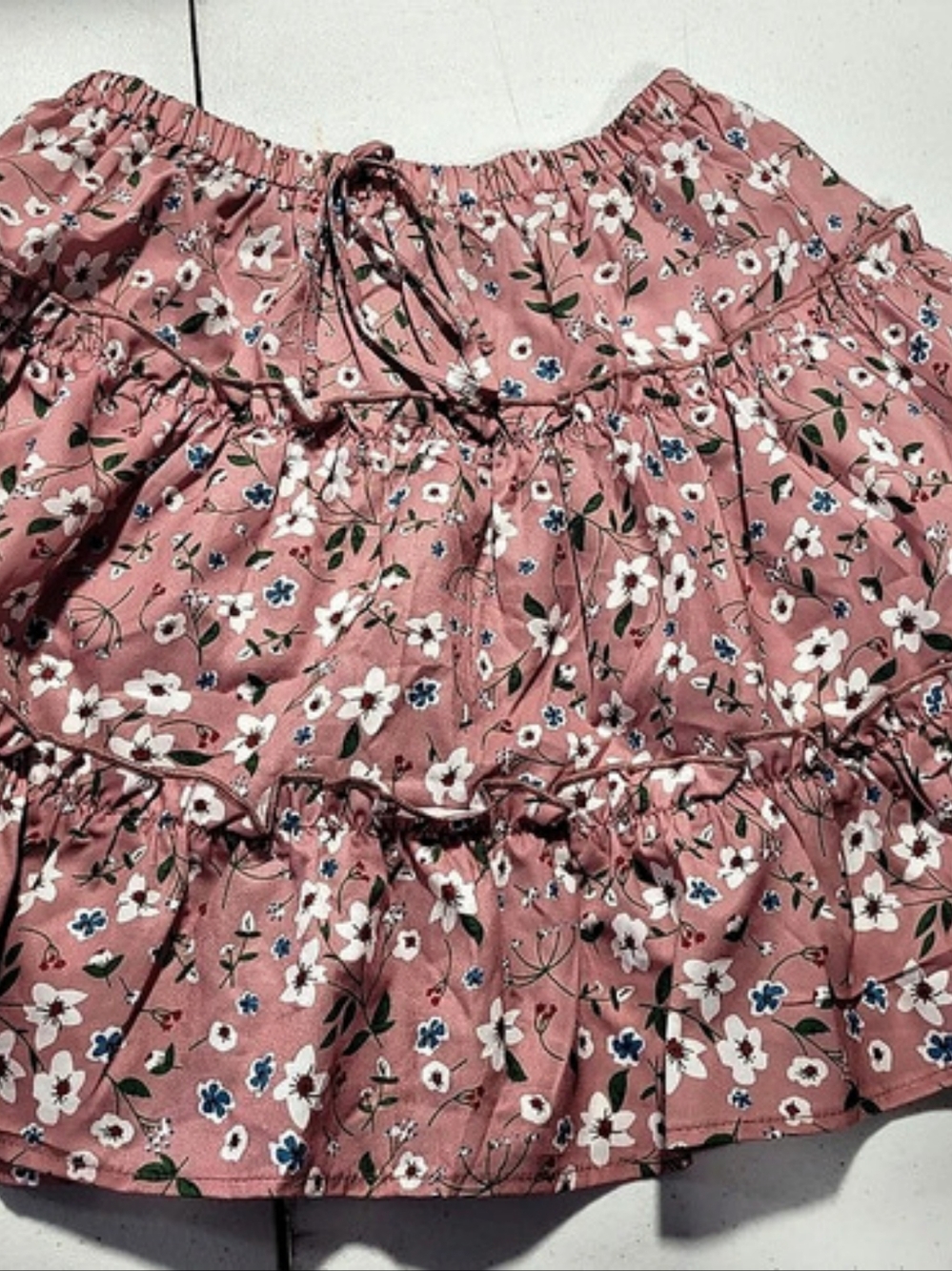 SHEIN Floral Tiered Skirt in Pink Women's XS Like New